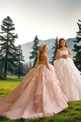 Pentelei Couture Pearl Embellished Girls Gown | Full-Length Flower Girl Dress